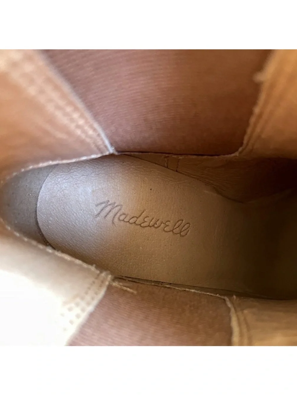 Madewell The Laura English Saddle Brown Leather Heeled Chelsea Booties Size 8